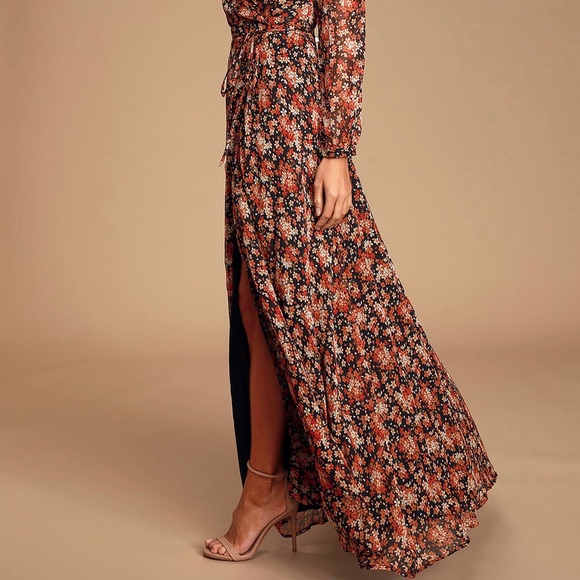 COPY - Lulus Chiffon Wrap Maxi Dress - Picture 2 of 4